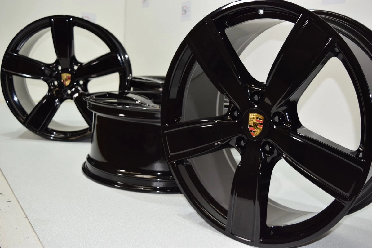 22” PORSCHE CAYENNE 9Y0 BLACK  SPORT CLASSIC Factory OEM WHEELS RIMS Original