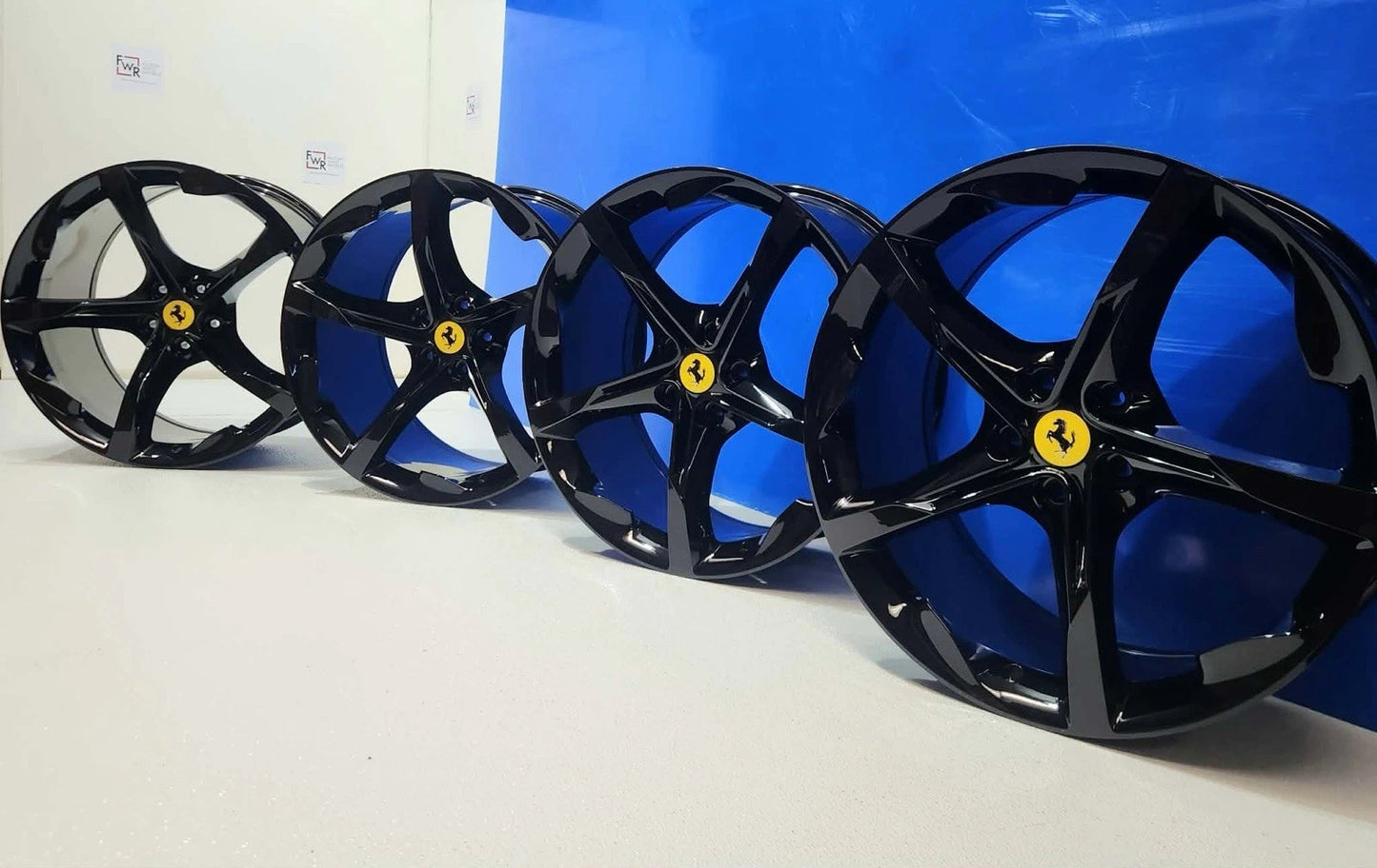 20" FERRARI SF90 Factory OEM Wheels Rims GENUINE GLOSS BLACK FORGED STRADALE