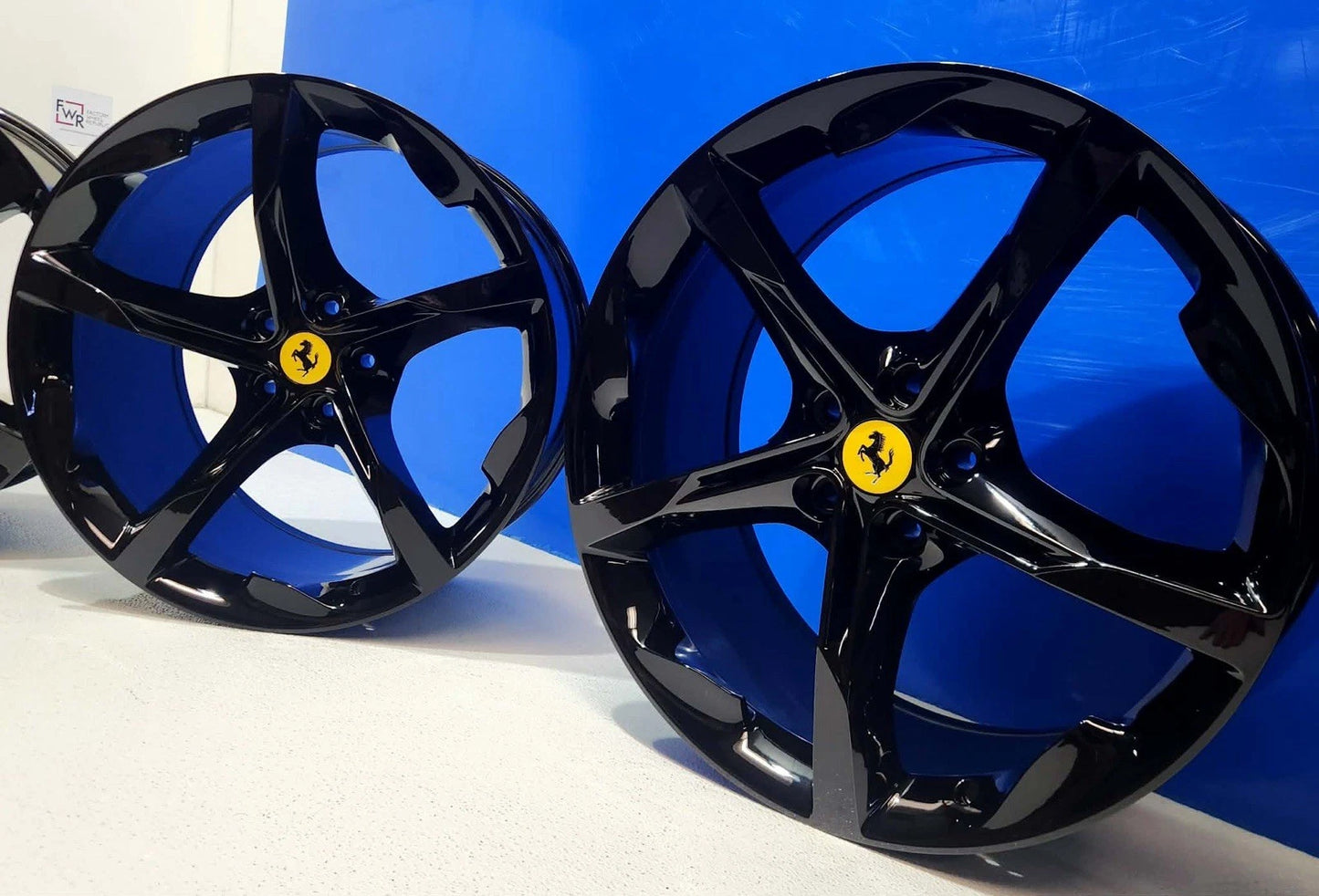 20" FERRARI SF90 Factory OEM Wheels Rims GENUINE GLOSS BLACK FORGED STRADALE