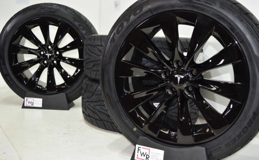 20" TESLA MODEL X FACTORY 20 WHEELS OEM RIMS Wheels Tires Black 20x9 20x9.5