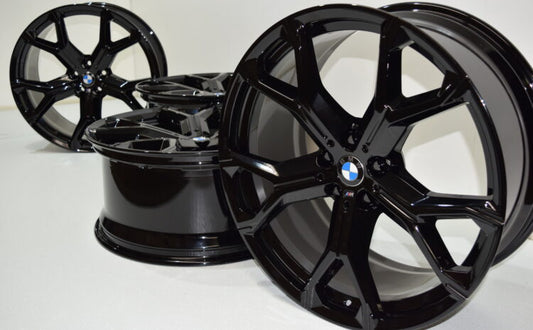 21" BMW X5 X6 741M Gloss BLACK Wheels Rims G05 G06 Factory OEM 2019-2026